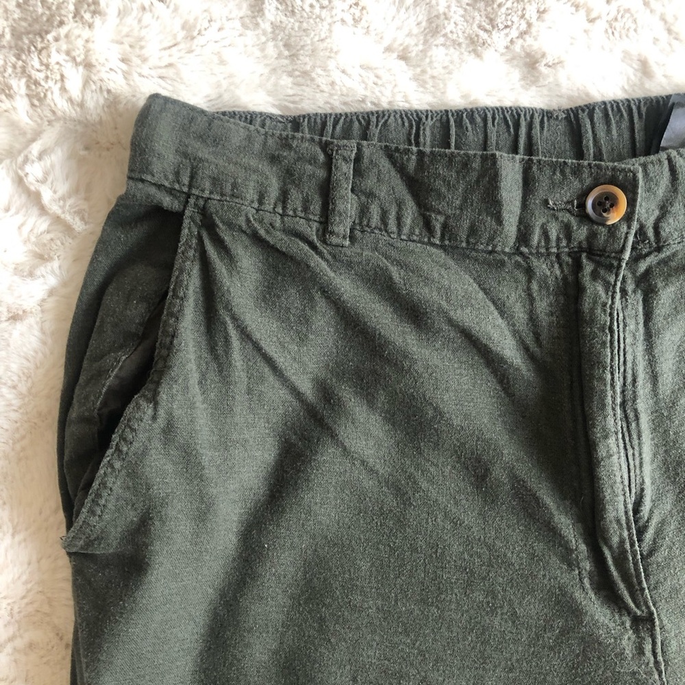H&M LINEN-BLEND PANTS large size khaki color linen - Picture 6 of 14